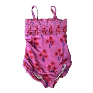 Hanna Andersson Girls Pink Floral Poppy Toddler One Piece Bathing Suit Sz 3T